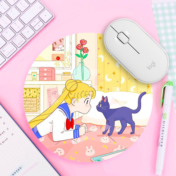 Mouse Pad Sailor Moon com Gato Fofo