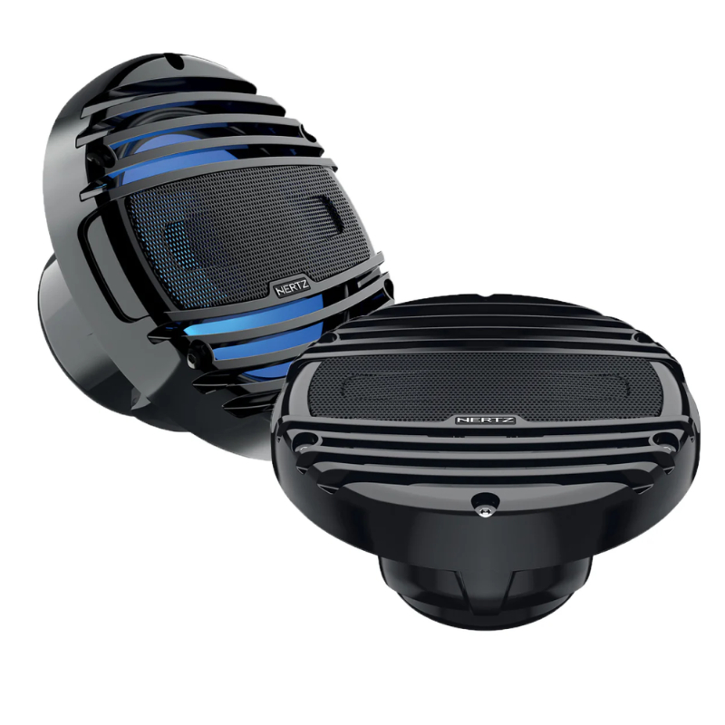 Par de Alto Falantes Hertz 6.5 Polegadas Coaxial Marítimo Preto com LED