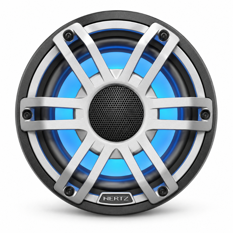Par de Alto Falantes 6.5 Polegadas Hertz Coaxial Marítimo Cinza com LED