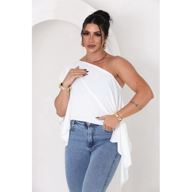 Blusa Feminina Assimétrica Multiformas Tecido Duna Estilo Boho Tamanho Único 40 ao 46