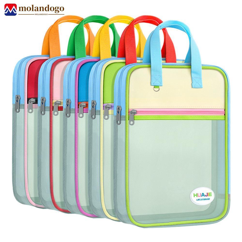 Milandogo Bolsa De Arquivo Portátil Para Estudantes , Sacola Colorida Dopamina , Grande Capacidade , Em Forma De L , Pas