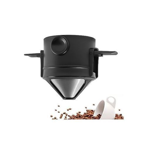 Mini filtro coador café portátil reutilizável Top Rio plástico inox preto suporte dobrável