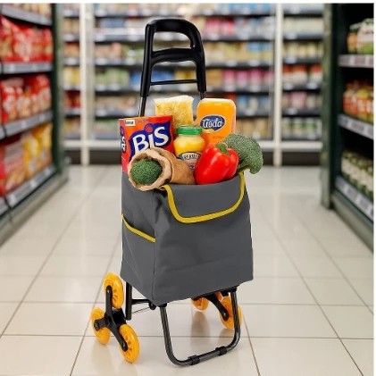 Carrinho Carga 3 Rodas Feira Peso Bolsa Sacola Carrega Peso Compra Mercado Sobe Escada