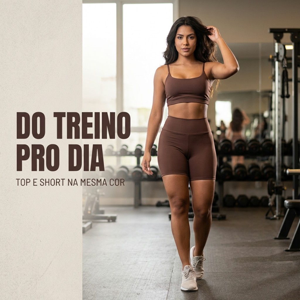 Short com Bolso Lateral Feminino e Cropped Fitness Barra que Não Sobe na Coxa Secagem Rápida Verão e Caminhada