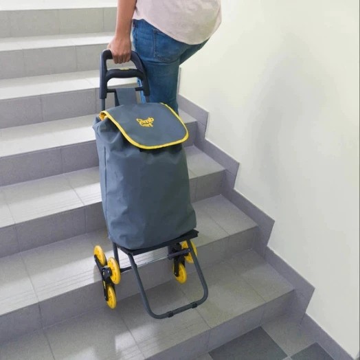 Carrinho Carga Com 3 Rodas Estrutura Leve e Resistente Portátil Suportado 40kg Sobe Escadas