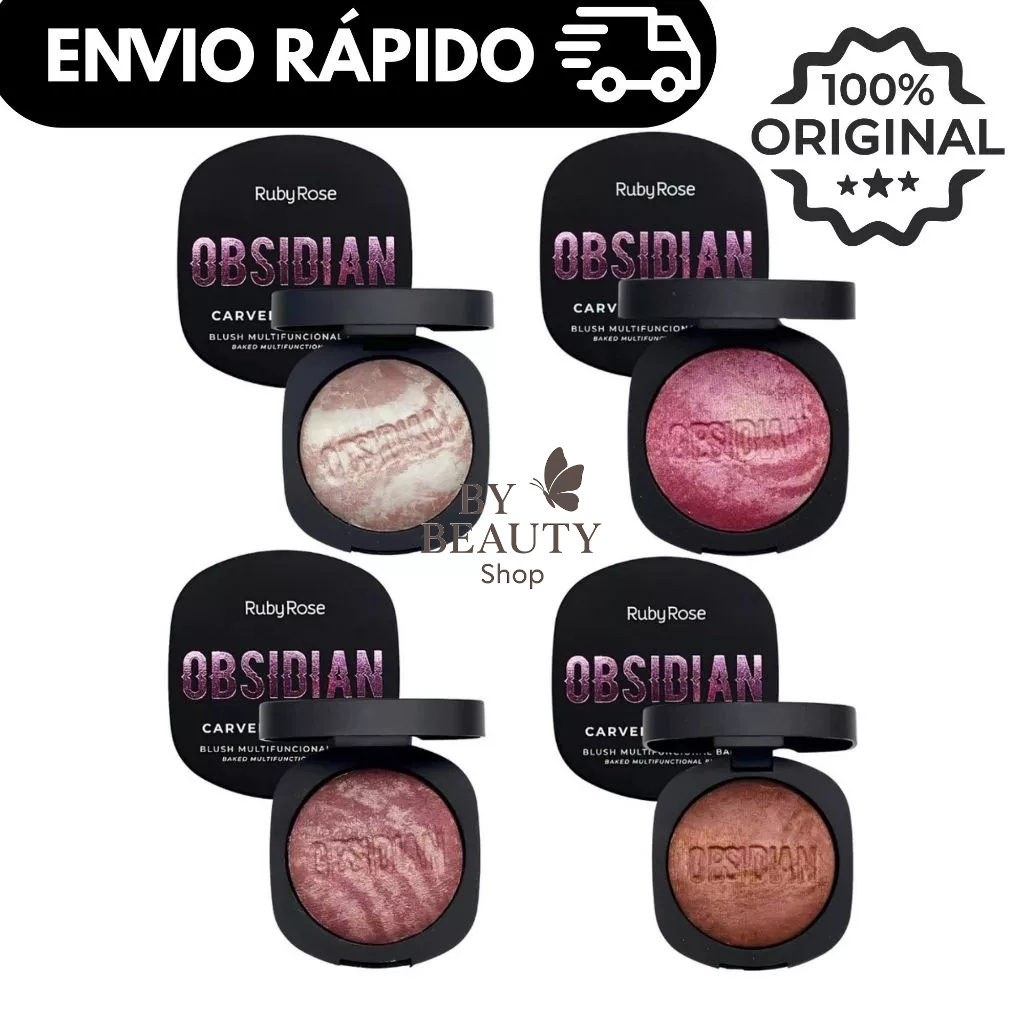 Blush Ruby Rose Carved In Marble Obsidian – Multifuncional, Iluminador e Sombra HB-1002