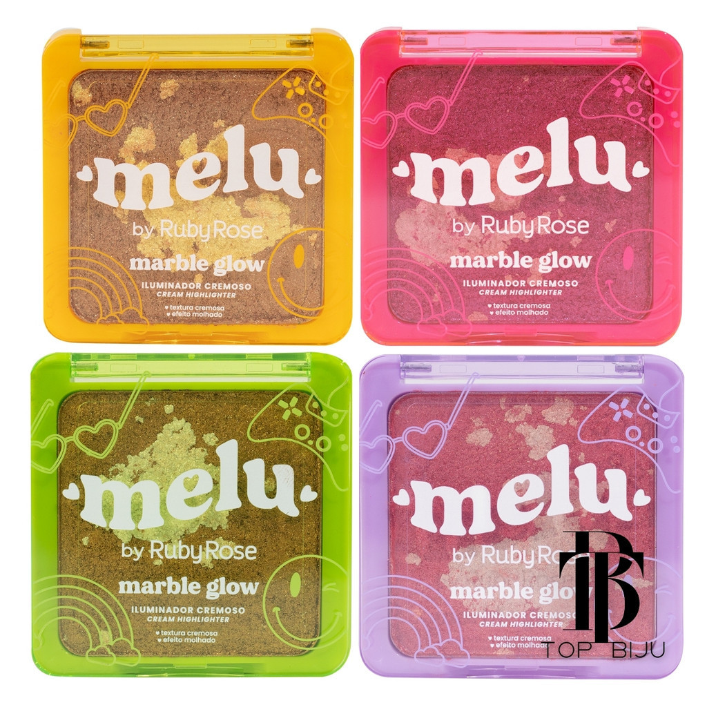 Marble Glow Iluminador e Blush Cremoso Efeito Molhador - Melu by Ruby Rose