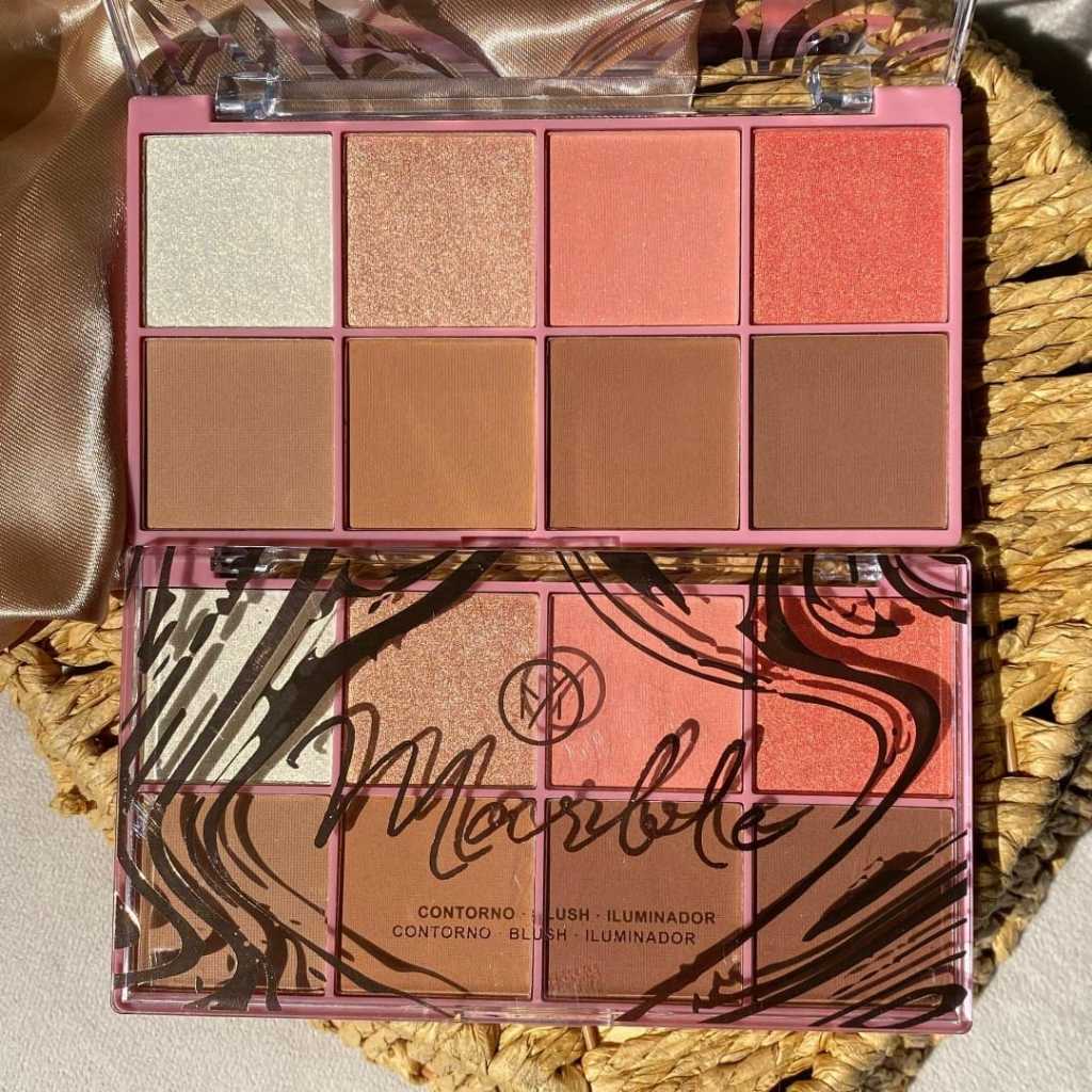 Paleta de iluminador, blush e contorno Marble My life