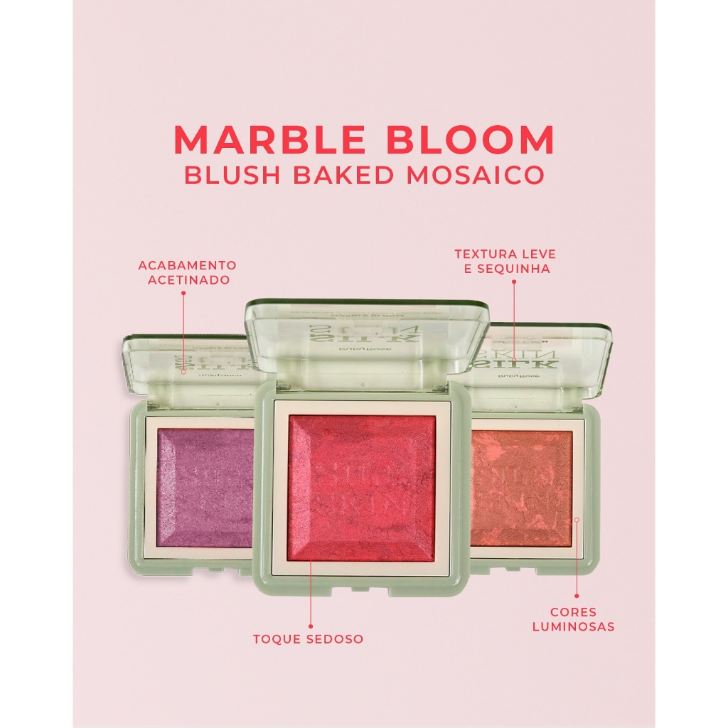 Blush Marble Bloom Linha Silk Skin by Ruby Rose - Blush Iluminador Cintilante Compacto