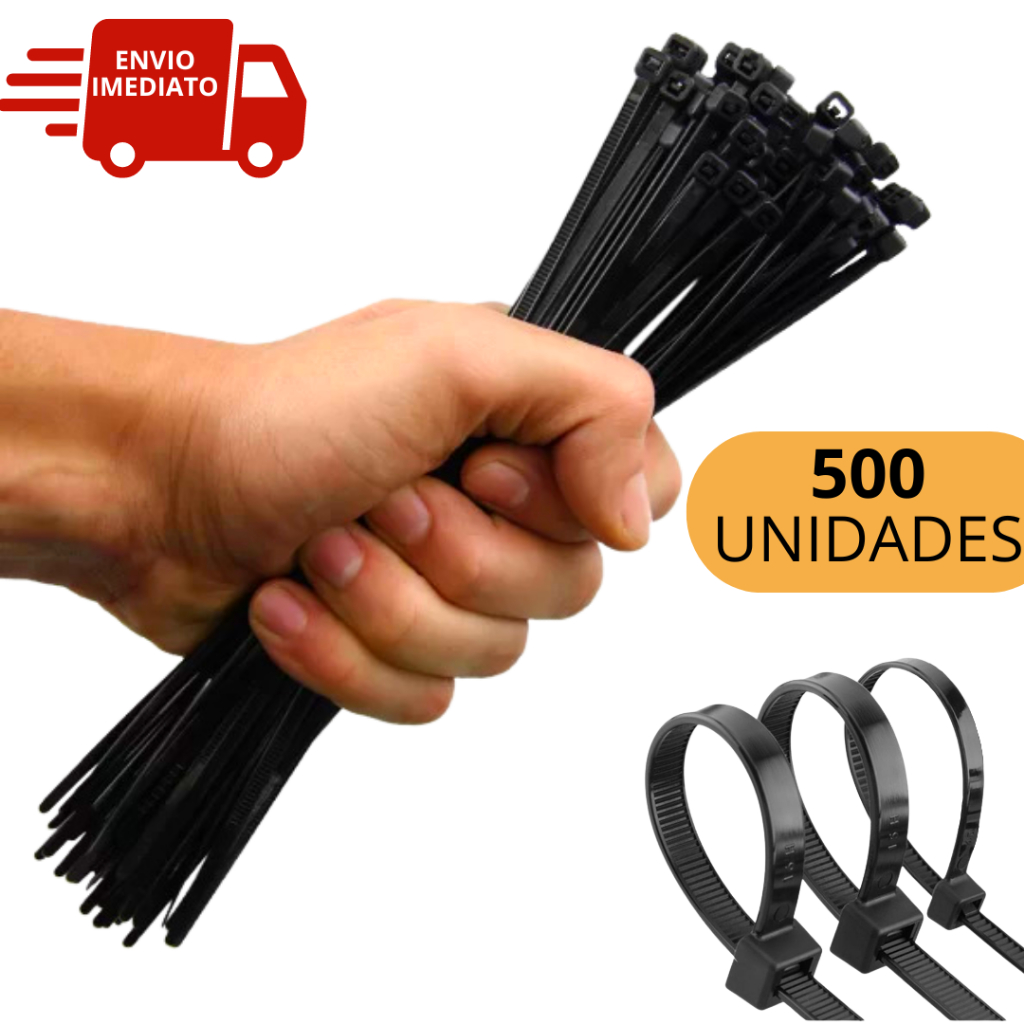Jogo 500 Unidades de Abraçadeira Nylon Fita Hellermann Enforca Gato 5 Pacotes com 100 Unidades Cada
