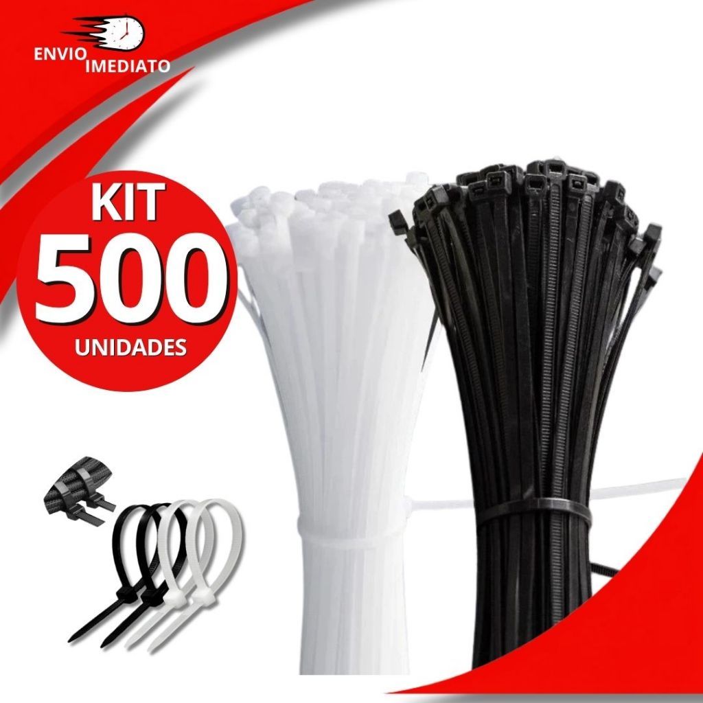 Kit JOGO 100/500 un Enforca Gato Cinta Plástica Nylon Abraçadeira Lacre Plástica Organizador Preto Várias Medidas Inform