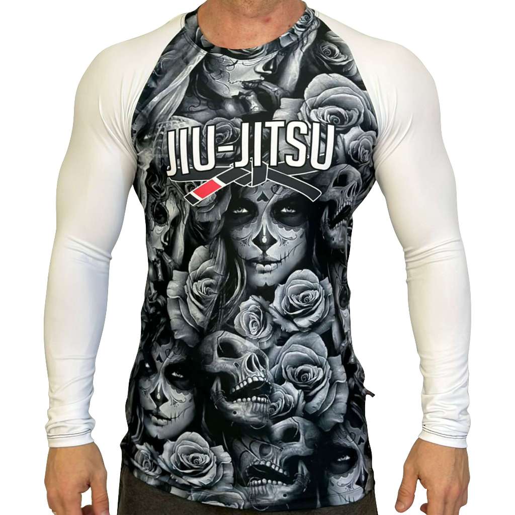 Rash Guard Masculina Camisa Jiu Jitsu No-Gi Skull Woman Manga Longa