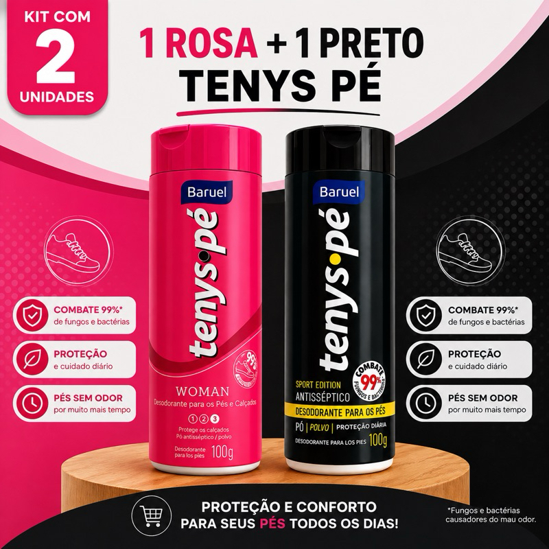 Kit 2 Tenys Pé Desodorante para os Pés – Woman (Rosa) + Sport (Preto)