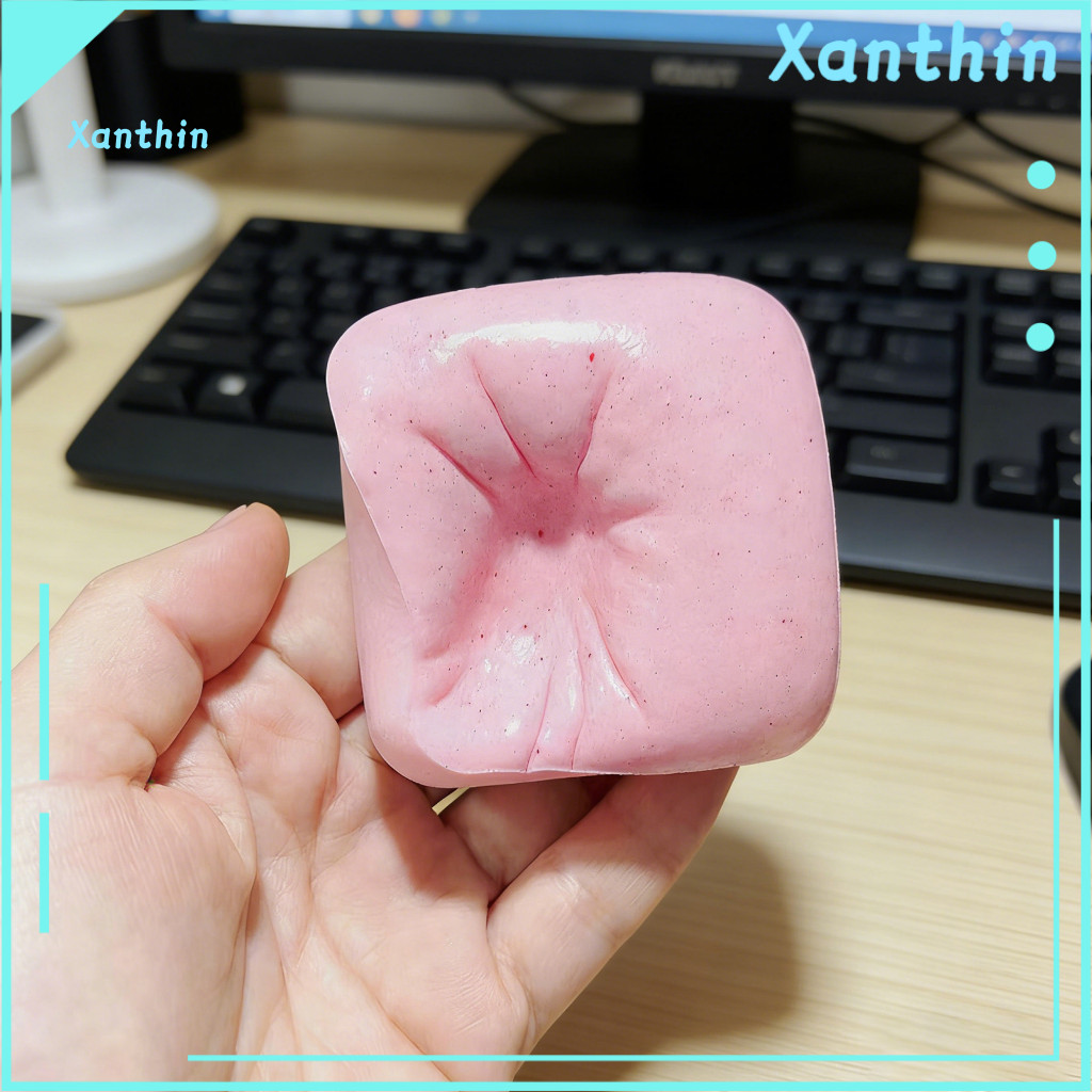Decompress Stress Ball Soft Sticky Cake Squeeze Toy – Slow Pu Fidget Reliever with Realistic Frosting Colorful Sprinkl