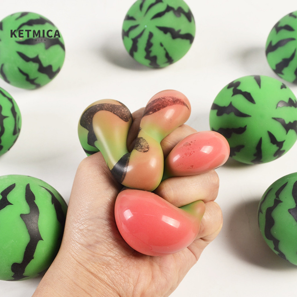 Soft Rubber Stress Ball Watermelon Slow-rising Squeeze Toy Realistic Fruit-shaped Tpr Relief Fidget Decompression Gadget
