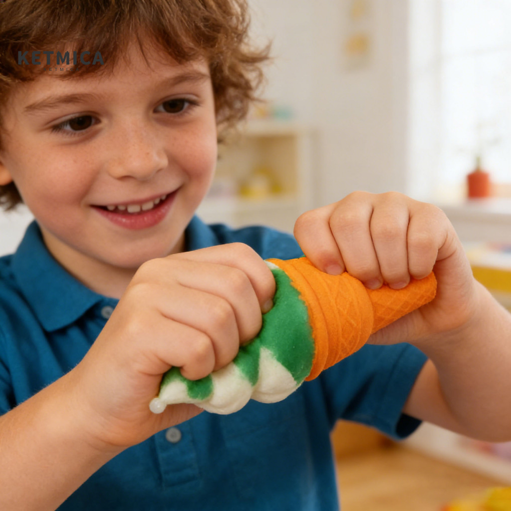 Squeeze Ball Slow Rebound Stress Realistic Ice Cream Cone Toy Pu Relief Fidget Soft Decompression Gadget for Kids Adults