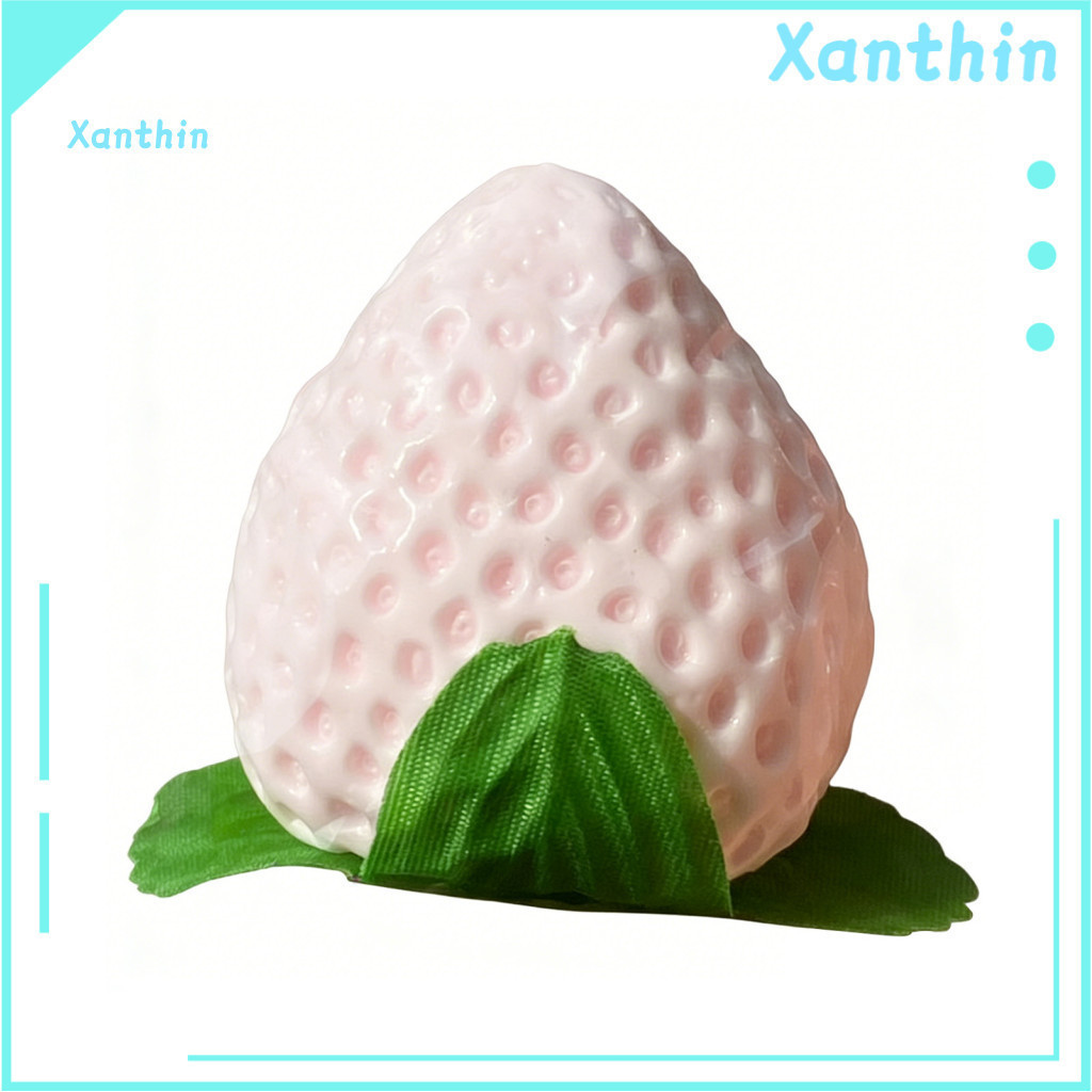 Stress Relief Toy Fruit Shaped Ball Strawberry Squeeze - Soft TPR Slow Rebound Decompression Fidget Toy, Realistic Pink
