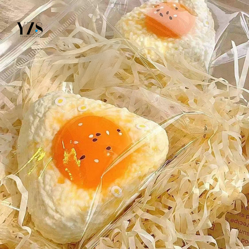 Stress Relief Toy Realistic Food Egg Yolk Rice Ball Squeeze Soft Stretchy Decompression Fidget Triangle Simulated for Ki