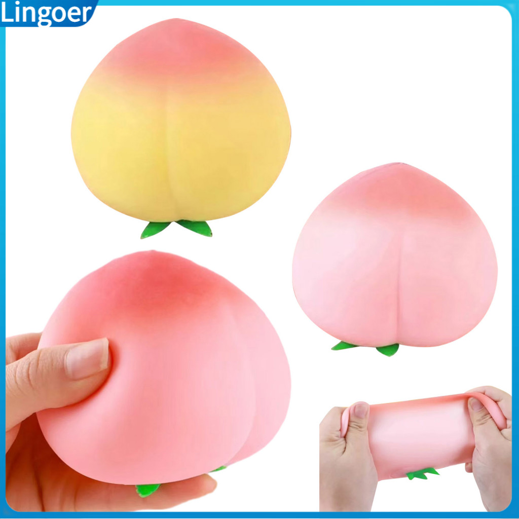 1/2 Pcs Peach Squeeze Toy Stress Relief Fidget Ball Realistic Slow Rising Anti-anxiety Fruit for Decompression and Relax