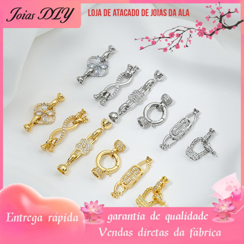 18K banhado a ouro cor-preservando colar de pérolas acessórios incrustados zircão amor ilimitado fivela de 8 caracteres