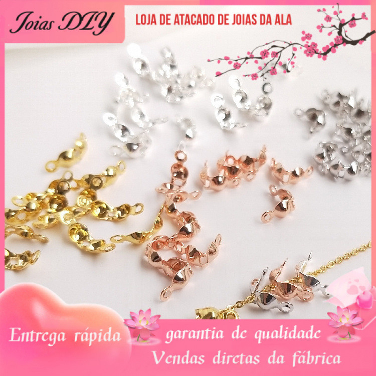 18K banhado a ouro cor-preservando concha de prata grande buraco fio coberto fivela clipe de corrente fivela final DIY a