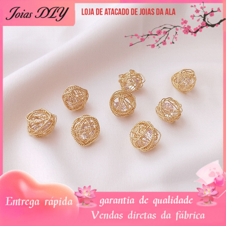 14K banhado a ouro cor-preservando lote flor linha enrolamento zircão espaçador contas enrolamento pendurado bola piscan