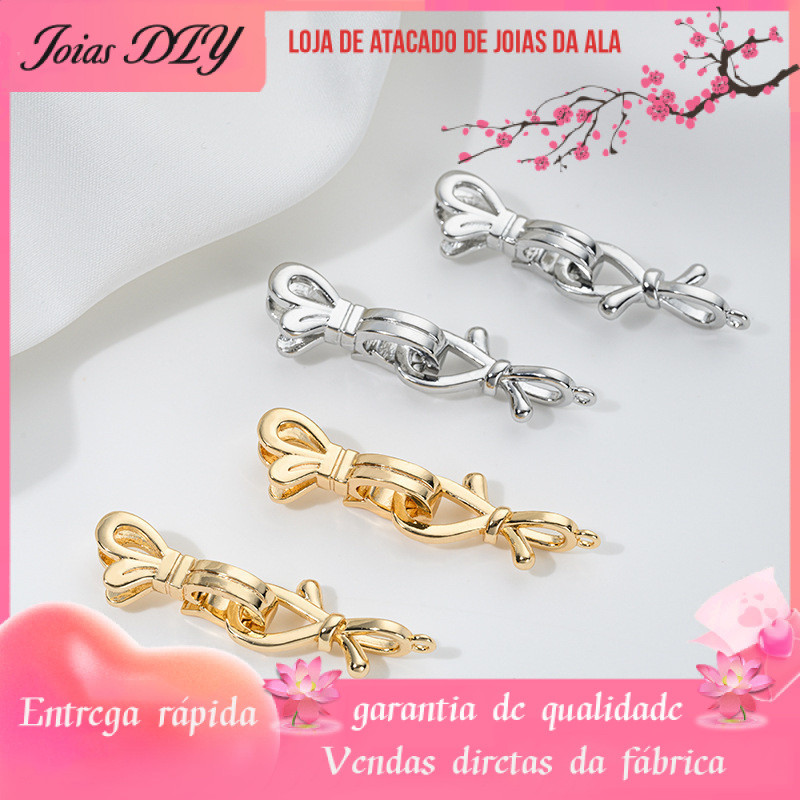 14K banhado a ouro cor-preservando pérola colar borboleta fivela conexão fivela artesanal DIY camisola corrente final fi