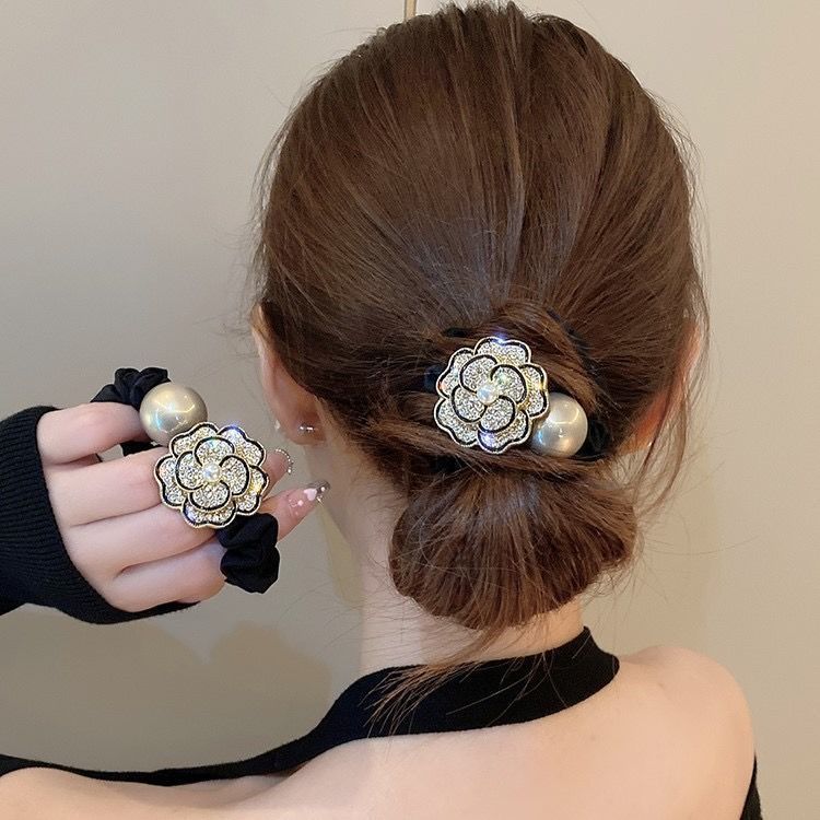 Novo high-end high-end pérola corda de cabelo strass anel de cabelo temperamento faixa de borracha rabo de cavalo corda