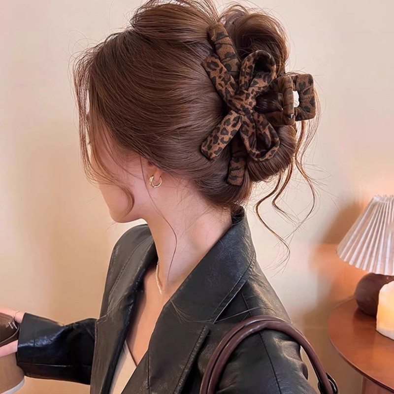 Retro leopardo impressão arco temperamento Grab clip feminino All-Match grampo de cabelo High-End cabelo Shar