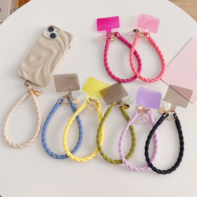 Corda de Pulso de Pulso de Cordão de Telefone Celular Versão Larga de Silicone Fêmea High-End Strong Durable Sling com Clip Corda de Corrente Trançada Exquisita