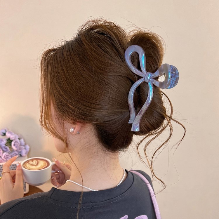 High End Perolado Streamer Arco Garra Clipe Feminino Tamanho Grande Grosso Cabelo Updo Tubarão De Cabeça Traseira Grampo