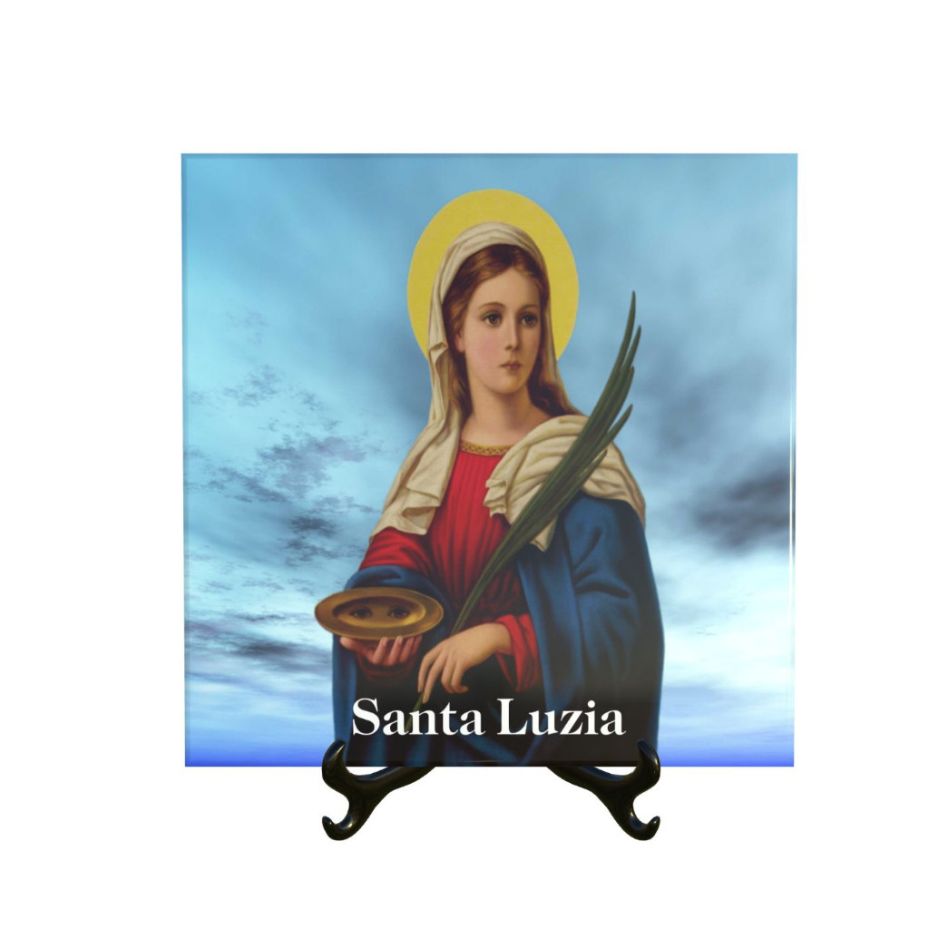 Quadro Azulejo Santa Luzia tamanhos decoração presente religioso católico lembrancinha aniversário