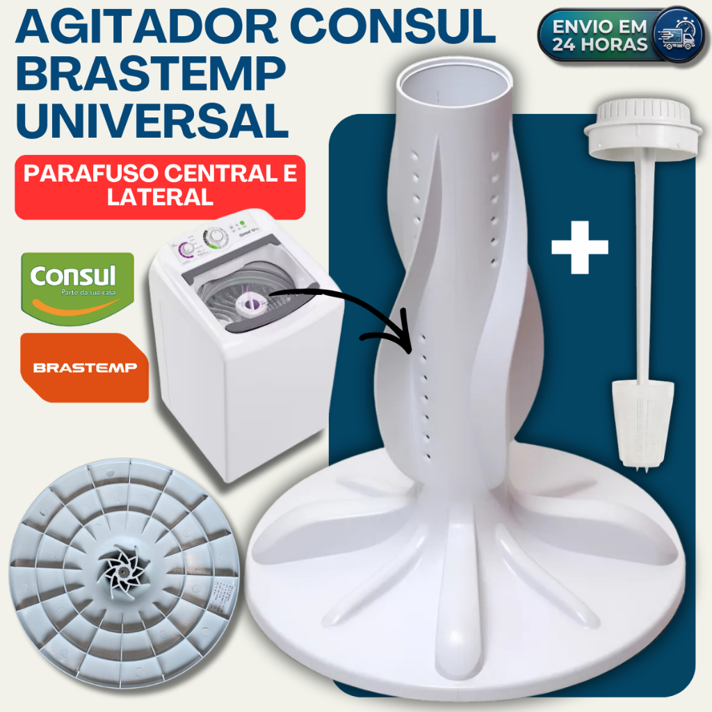 AGITADOR BRASTEMP ATIVE CONSUL FACILITE E MARÉ W10754807 EIXO MINI TIRA MANCHAS ÁGUA QUENTE FLORAL
