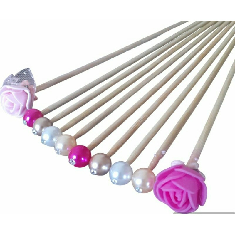 kit 10 varetas madeira decoradas rosinhas cores Pink rosa pêssego conforme fotos p/ difusor aromatizador ambientes 25 cm