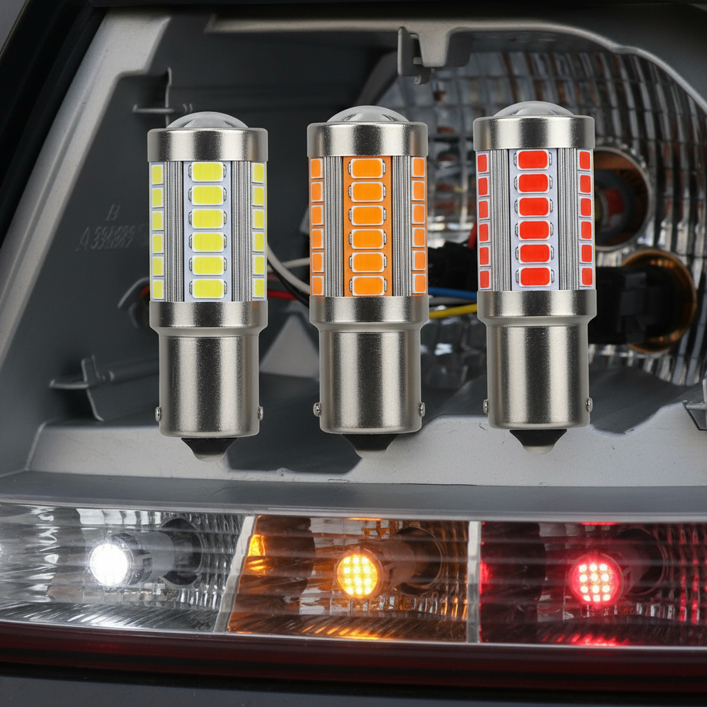 1 Peça de Lâmpadas LED PY21W P21/5W 1156 Ba15s 1157 Bay15d para Seta, Freio, Ré e Luz de Estacionamento de Carro 12V