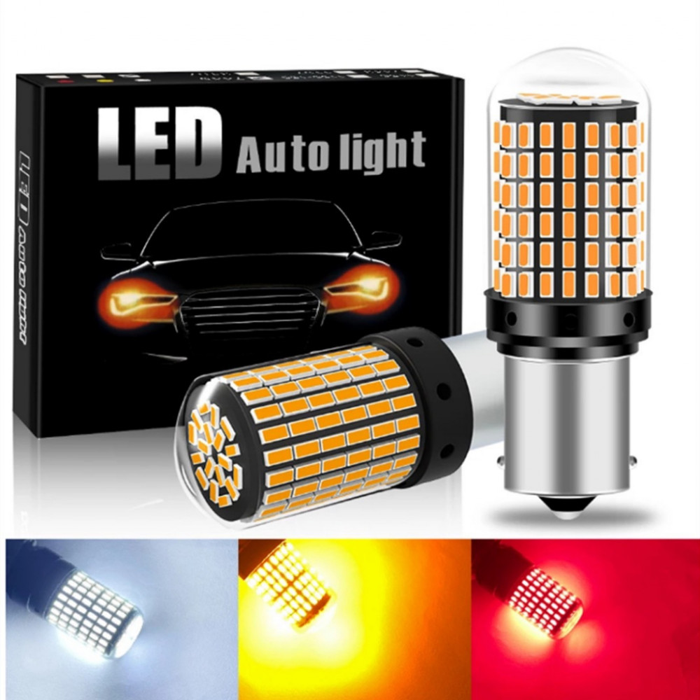 2pcs Carro Canbus Led Lâmpadas De Sinalização De Volta Nevoeiro 1156 BA15S BAU15S 1157 7440 7443 3014 144SMD Para Luz De Freio 2 Peças Branco Amarelo Vermelho