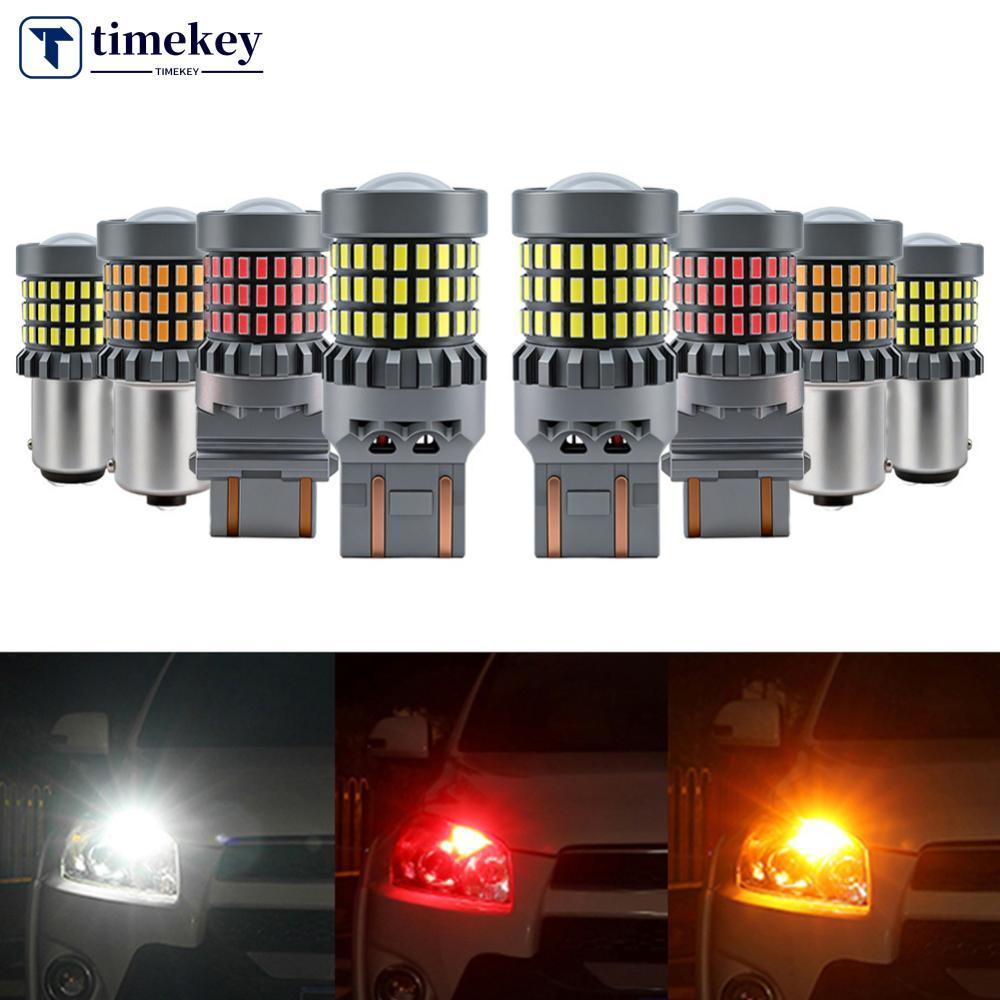 TIMEKEY 1156/1157/3157/7443 Carro LED Farol Lâmpadas Luzes De Sinal De Freio Reverso Volta Lâmpada Correndo Luz Brilhant