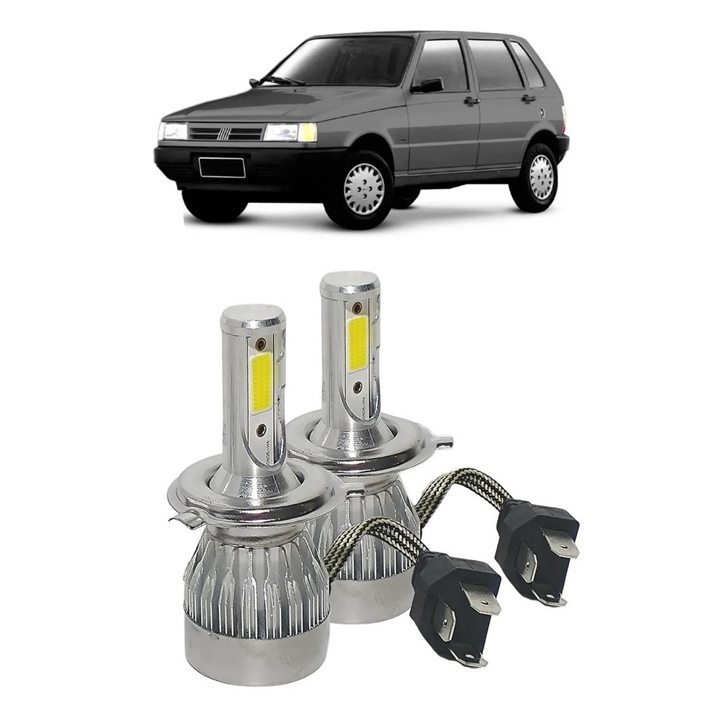 Par Lampada Super LED Farol Uno 1991 1992 1994 1995 1996 1997 1998 1999 2000 2001 2002 2003 6000k H4