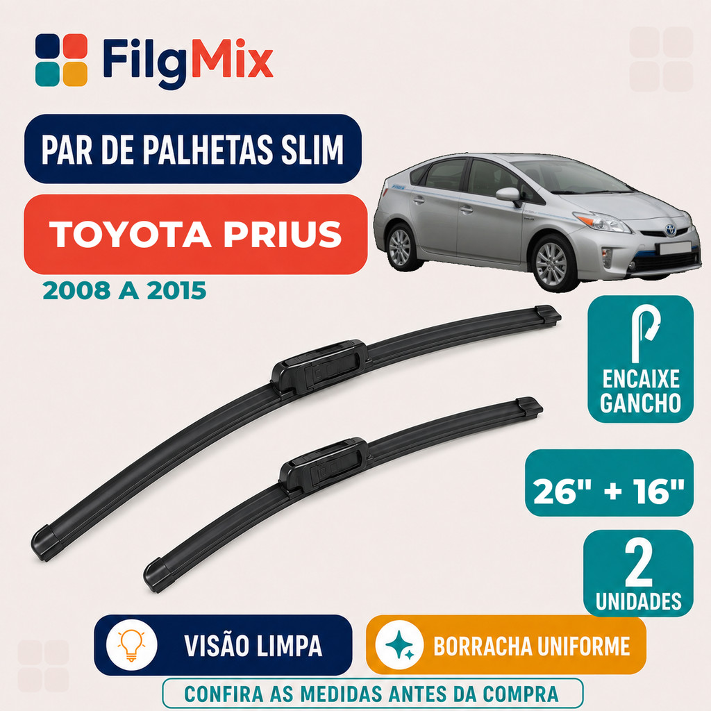 Par Palhetas Limpador De Parabrisa Dianteiro Para Toyota Prius 2008 2009 2010 2011 2012 2013 2014 2015