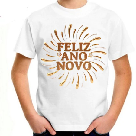Camisa camiseta branca Feliz ano novo