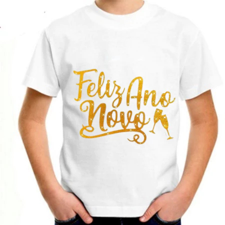 Camisa camiseta branca Feliz ano novo 2025