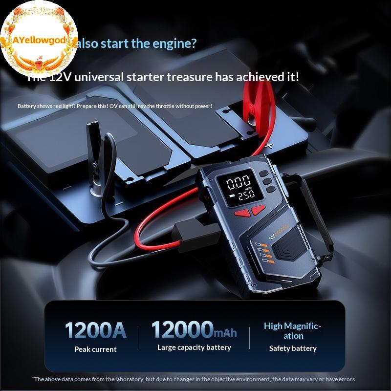 AYellowgod Car Jump Starter 12V Portátil Com Compressor De Ar De 150 PSI Bateria De Emergência Booster Pneu Inflator Dis