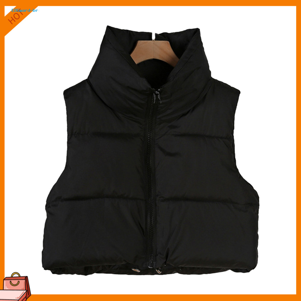 Women Winter Jacket Thermal Outerwear Women’s Padded Vest Coat Stand Collar with Zipper Thickened Cotton Waistcoat Dra