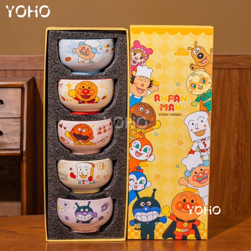 Anpanman Série Talheres Cerâmica Tigela De Arroz Dos Desenhos Animados Impresso Macarrão Presente De Aniversário Lembran