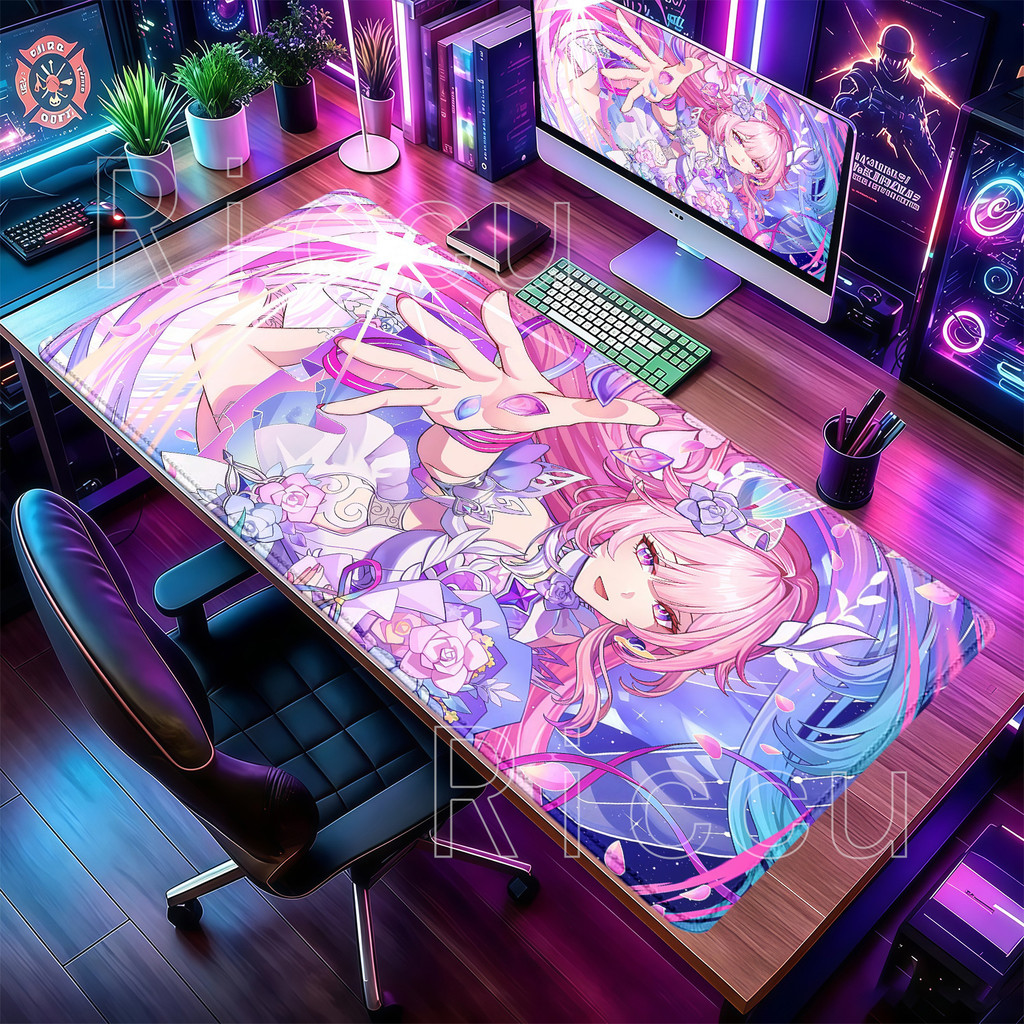 Mouse Pad HSR Cyrene Honkai Estrela Ferroviário Base Antiderrapante Overlock De Borracha XXL Gaming Mousepad Acessórios