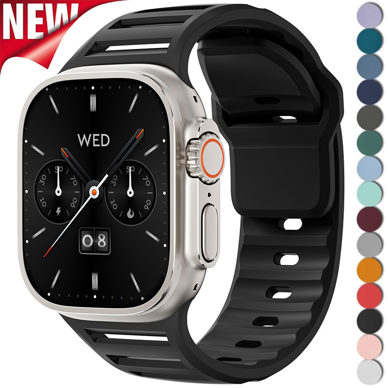 Pulseira Esportiva De Silicone Para Relógio Apple Ultra ultra2 IWatch Série 11 10 9 8 7 6 SE 5 4 3 49/45/44/42/41/40