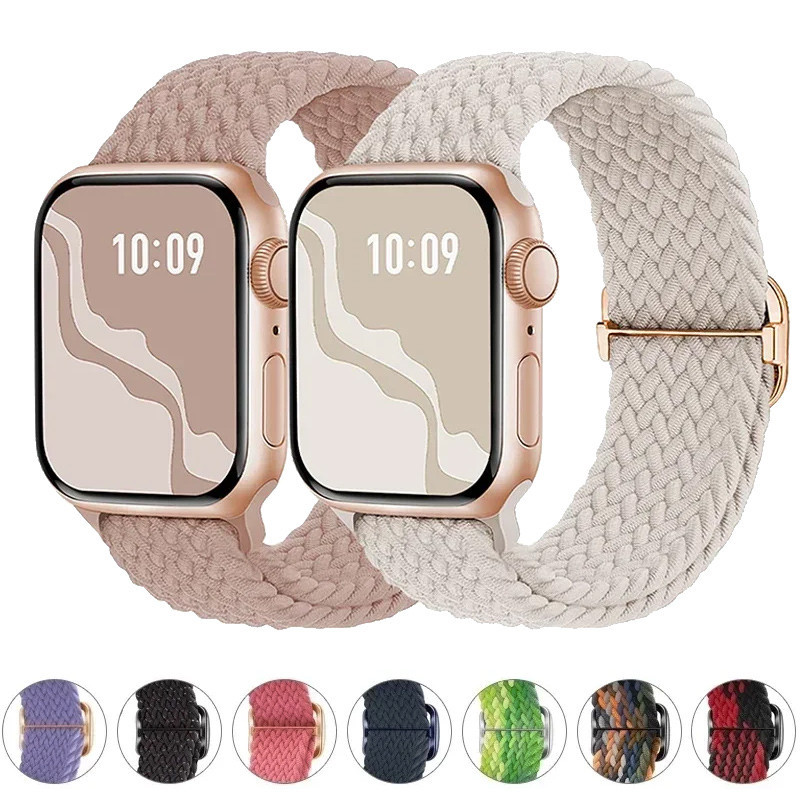Pulseira Elástica De Nylon Trançada Solo Loop Compatível Com Apple Watch s10 46 42 Ultra ultra2 IWatch Série 9 8 7 6 SE