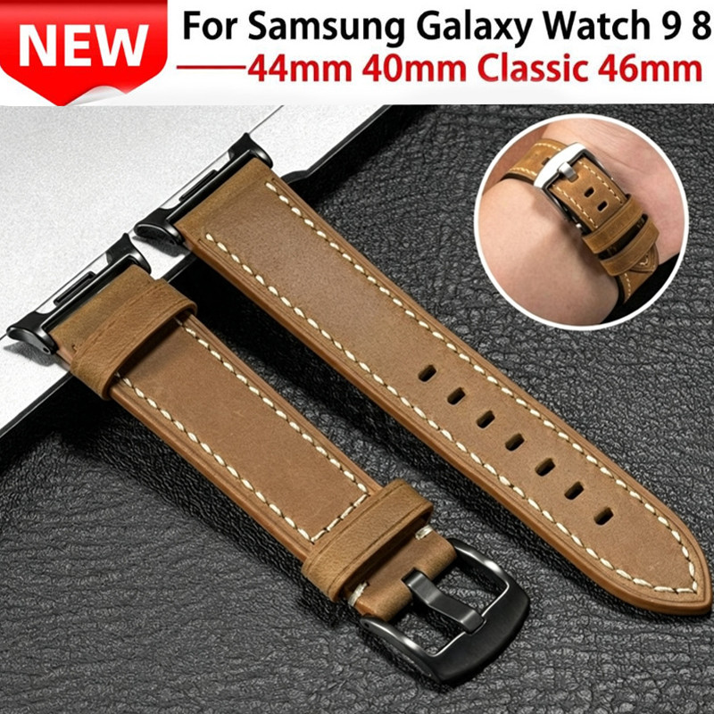 Pulseira De Couro Genuíno Para Samsung Galaxy Watch 9/8 40mm 44mm 8 Clássico 46mm Sem Lacunas Banda Ultra2 2026 Ultra 20