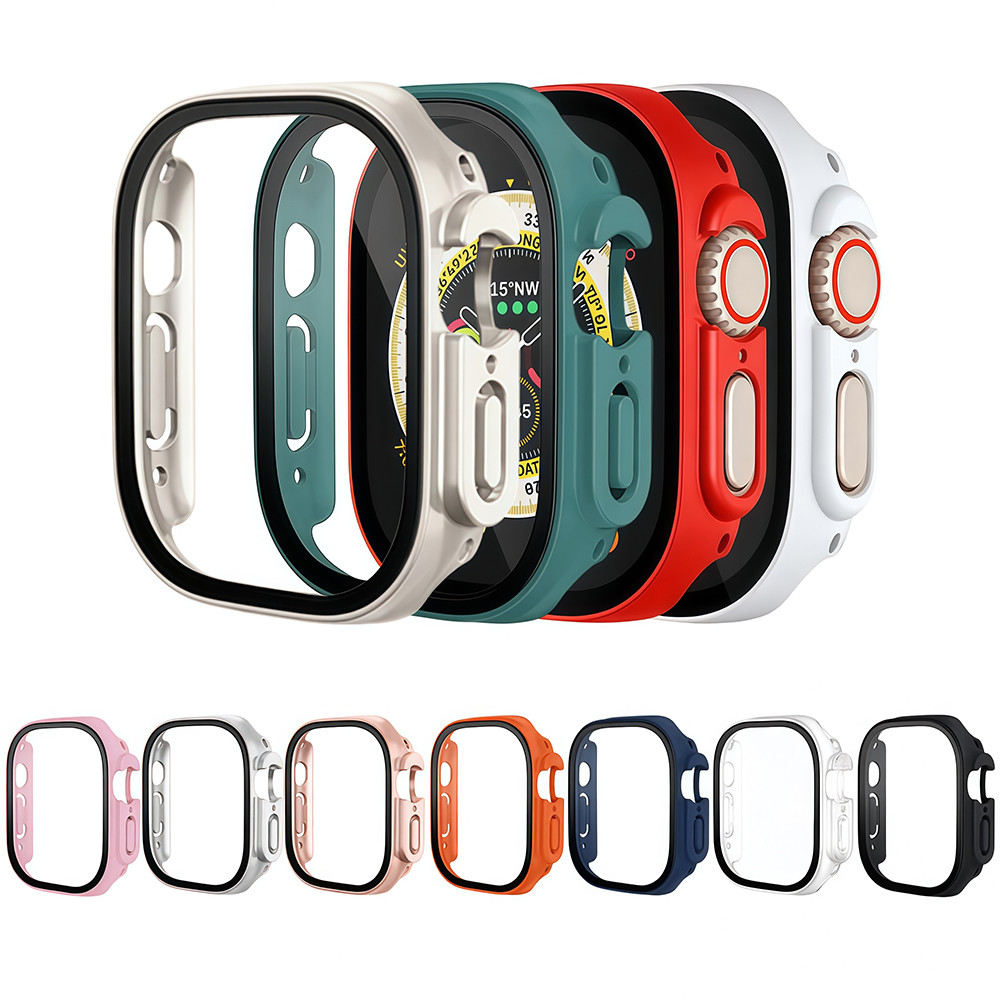 PC Bumper Capinha Case Para Apple Watch 49mm Ultra/Ultra2/Ultra3 S10 11 42mm 46mm Proteção Capa+Vidro Temperado