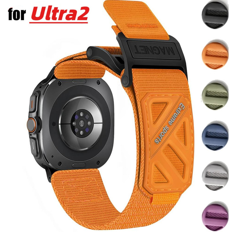 Pulseira De Nylon Para Samsung Galaxy Watch Ultra2 47mm 2026 Fivela Magnética Esportiva Tecida À Mão Ultra 47mm 2025